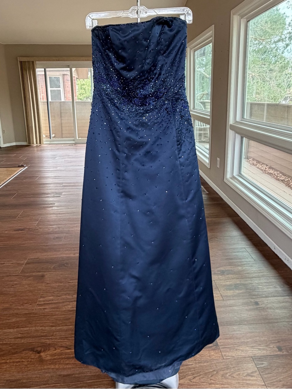 Lillie Rubin Navy Beaded Strapless Formal Dress Prom Gown Size 6